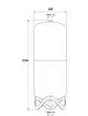 Vertikales Behälterdesign mit runder Form, ausgestattet mit zwei Anschlüssen und einer stabilen Basis, von der Marke IMI Hydronic Engineering.